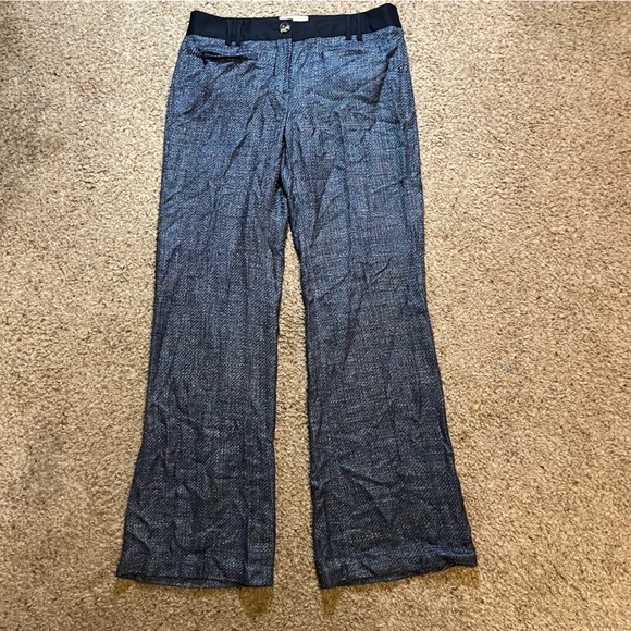 Anthropologie Elevenses The Brighton Pants Metallic Virgin Wool Blend Wide Leg 6 - Picture 2 of 11